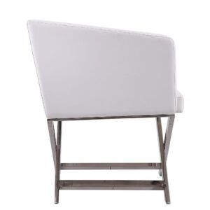 Manhattan Comfort Hollywood White and Polished Chrome Faux Leather Lounge Accent Chair