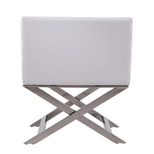 Manhattan Comfort Hollywood White and Polished Chrome Faux Leather Lounge Accent Chair