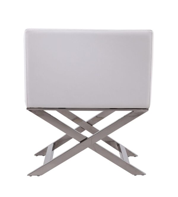 Manhattan Comfort Hollywood White and Polished Chrome Faux Leather Lounge Accent Chair