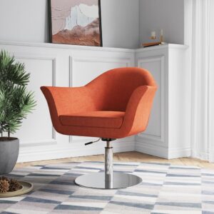 Manhattan Comfort Voyager Orange and Brushed Metal Woven Swivel Adjustable Accent Chair