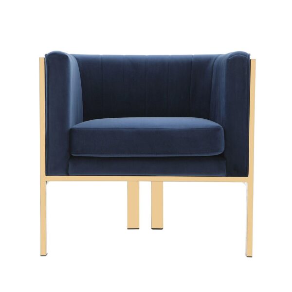 Manhattan Comfort Paramount Royal Blue and Polished Brass Velvet Accent Armchair