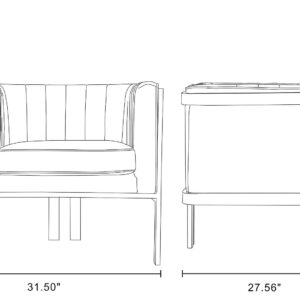 Manhattan Comfort Paramount Forest Green and Polished Brass Velvet Accent Armchair