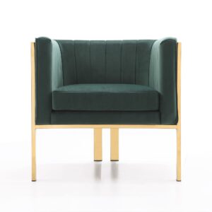 Manhattan Comfort Paramount Forest Green and Polished Brass Velvet Accent Armchair