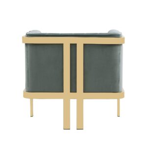 Manhattan Comfort Paramount Warm Grey and Polished Brass Velvet Accent Armchair