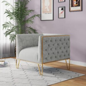 Manhattan Comfort Vector Grey and Gold Velvet Accent Chair