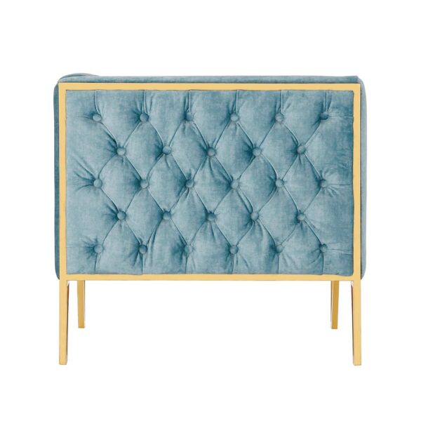 Manhattan Comfort Vector Ocean Blue and Gold Velvet Accent Chair