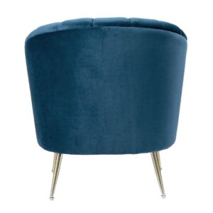 Manhattan Comfort Rosemont Blue and Gold Velvet Accent Chair