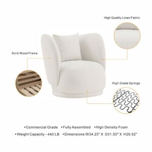 Manhattan Comfort Contemporary Siri Linen Weave Accent Chair with Pillows in Cream