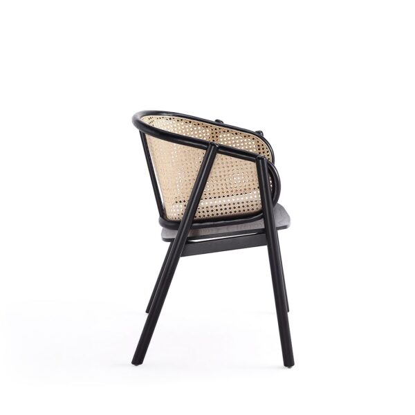 Manhattan Comfort Versailles Armchair in Black and Natural Cane