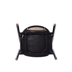 Manhattan Comfort Versailles Armchair in Black and Natural Cane