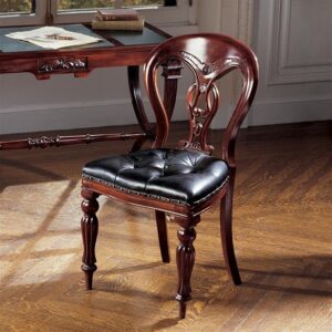 Design Toscano AF1060 19 Inch Simsbury Manor Leather Side Chair