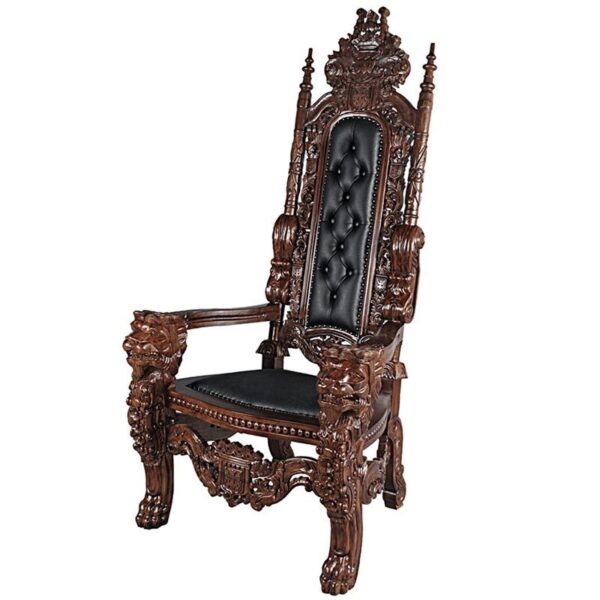 Design Toscano AF51207 36 Inch Loard Raffles Throne with Black Leather