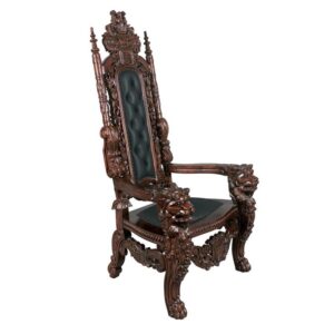 Design Toscano AF51207 36 Inch Loard Raffles Throne with Black Leather