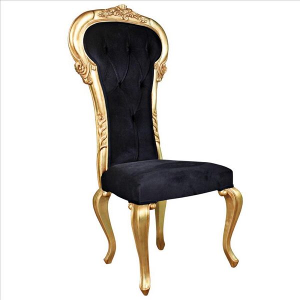 Design Toscano AF51691 Delacroix 23 1/2 Inch Ebony Velvet Gilded Side Chair