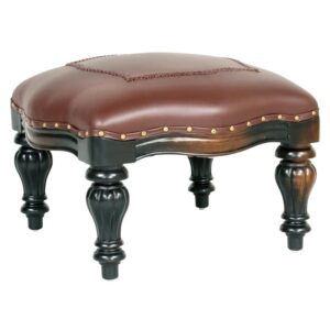 Design Toscano AF71123 20 1/2 Inch Rococo Ottoman with Faux Leather