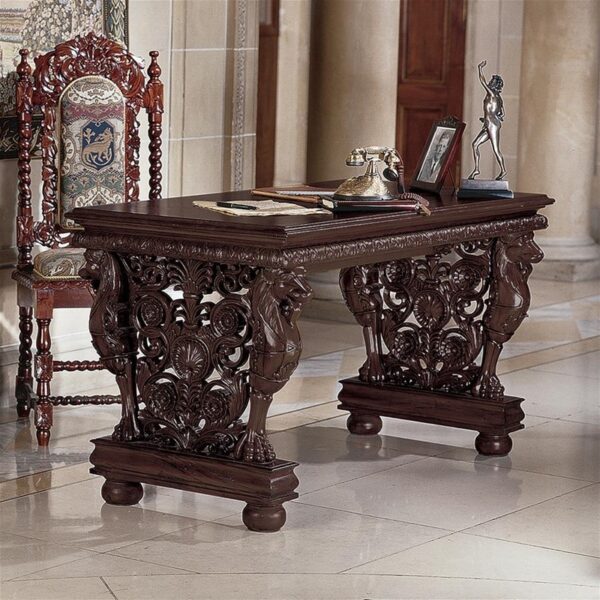 Design Toscano AF7242 55 Inch Effingham Gryphon Library Table