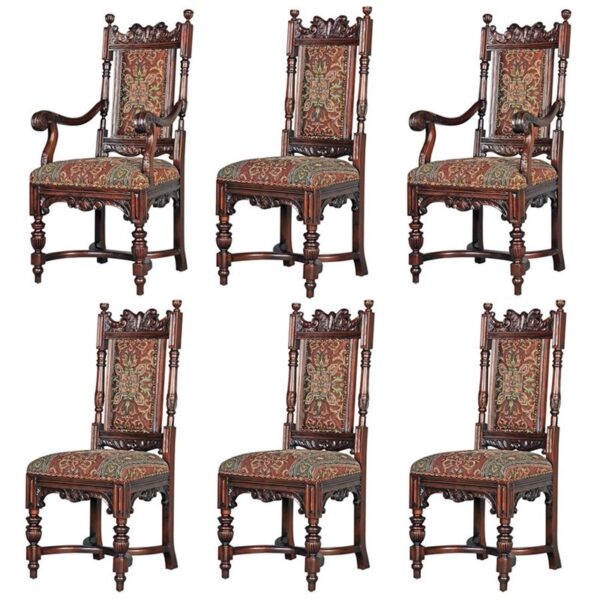 Design Toscano AF951313 24 Inch Classic Edwardian Dining Chairs, Set of 6