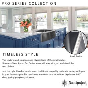 Nantucket Sinks APRON332210-DBL-SR 33 Inch Double Bowl Farmhouse Apron Front Stainless Steel Kitchen Sink