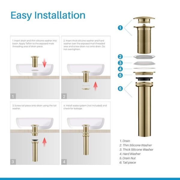 Blossom BA02 002 2 5/8 Inch Brass Pop-up with No Overflow