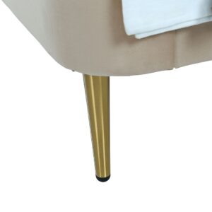 Manhattan Comfort Heather Velvet Twin Bed in Taupe with Gold Legs