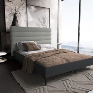 Manhattan Comfort Schwamm Full-Size Bed in Light Grey