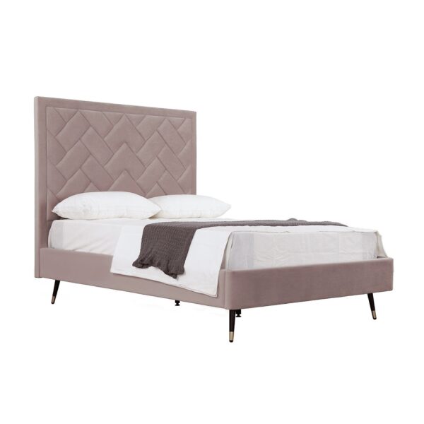 Manhattan Comfort Crosby Modern Full- Size Upholstered Velvet Bedframe and Headboard in Blush