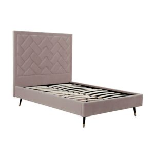 Manhattan Comfort Crosby Modern Full- Size Upholstered Velvet Bedframe and Headboard in Blush