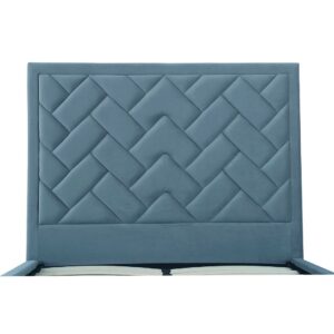 Manhattan Comfort Crosby Modern Full- Size Upholstered Velvet Bedframe and Headboard in Blue