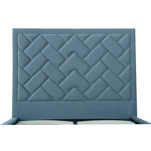 Manhattan Comfort Crosby Modern Full- Size Upholstered Velvet Bedframe and Headboard in Blue