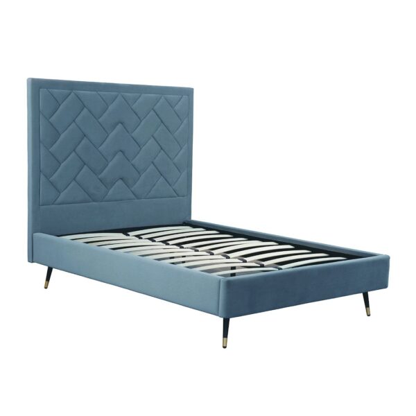 Manhattan Comfort Crosby Modern Full- Size Upholstered Velvet Bedframe and Headboard in Blue