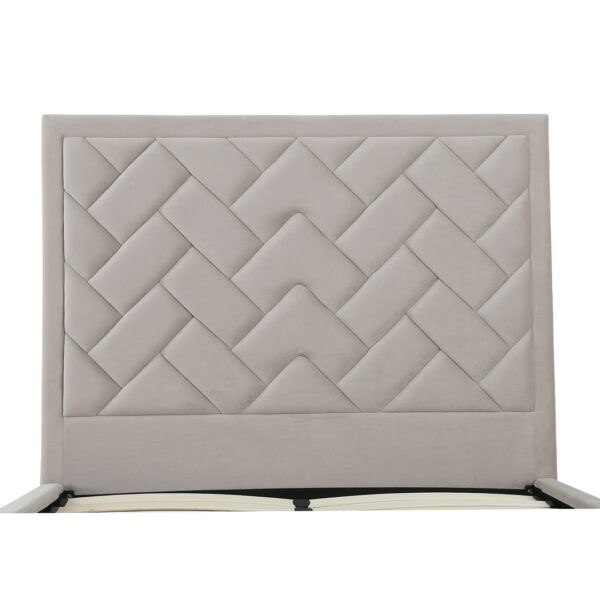 Manhattan Comfort Crosby Modern Full- Size Upholstered Velvet Bedframe and Headboard in Greige