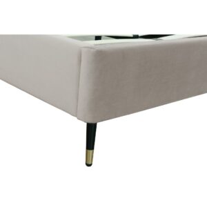 Manhattan Comfort Crosby Modern Full- Size Upholstered Velvet Bedframe and Headboard in Greige