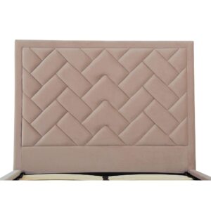 Manhattan Comfort Crosby Modern Full- Size Upholstered Velvet Bedframe and Headboard in Nude