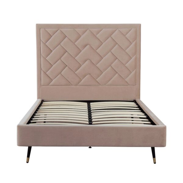 Manhattan Comfort Crosby Modern Full- Size Upholstered Velvet Bedframe and Headboard in Nude