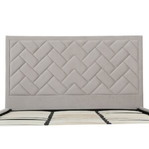 Manhattan Comfort Crosby Modern King-Size Upholstered Velvet Bedframe and Headboard in Greige