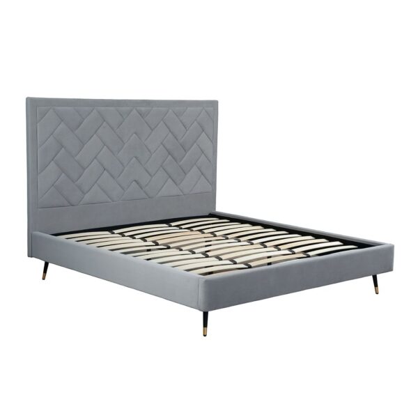 Manhattan Comfort Crosby Modern King-Size Upholstered Velvet Bedframe and Headboard in Grey