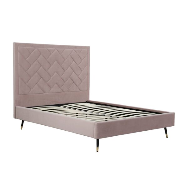 Manhattan Comfort Crosby Modern Queen-Size Upholstered Velvet Bedframe and Headboard in Blush