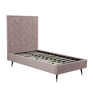 Manhattan Comfort Crosby Modern Twin-Size Upholstered Velvet Bedframe and Headboard in Blush