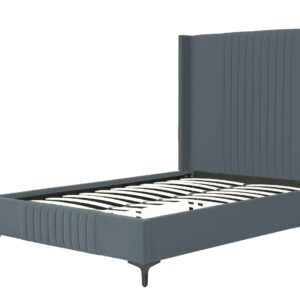 Manhattan Comfort Promenade Mid-Century Modern Velvet Upholstered Full- Size Bed in Grey