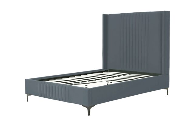 Manhattan Comfort Promenade Mid-Century Modern Velvet Upholstered Full- Size Bed in Grey