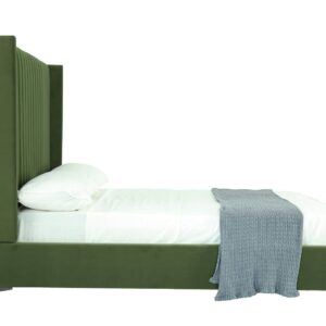 Manhattan Comfort Promenade Mid-Century Modern Velvet Upholstered Full- Size Bed in Moss Green