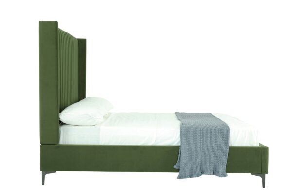 Manhattan Comfort Promenade Mid-Century Modern Velvet Upholstered Full- Size Bed in Moss Green