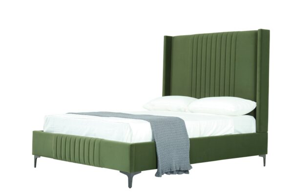 Manhattan Comfort Promenade Mid-Century Modern Velvet Upholstered Full- Size Bed in Moss Green