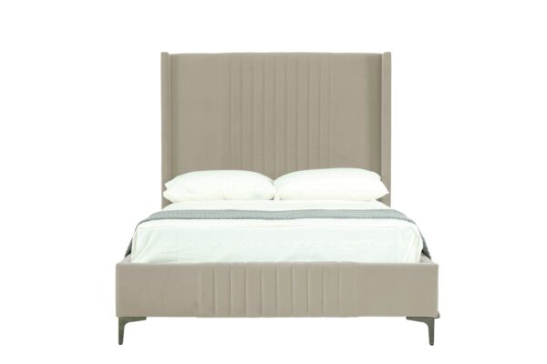 Manhattan Comfort Promenade Mid-Century Modern Velvet Upholstered Full- Size Bed in Rustic Taupe