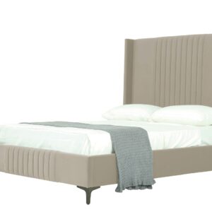 Manhattan Comfort Promenade Mid-Century Modern Velvet Upholstered Full- Size Bed in Rustic Taupe