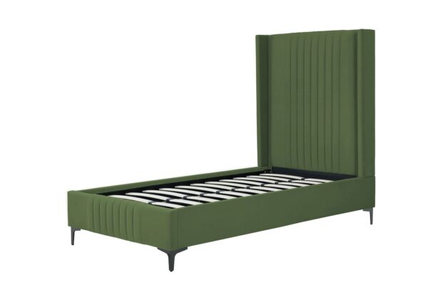 Manhattan Comfort Promenade Mid-Century Modern Velvet Upholstered Twin-Size Bed in Moss Green