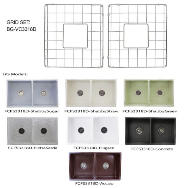 Nantucket Sinks BG-VC3318D 14-1/4 x 15-1/2 Inch Stainless Steel Bottom Grids Set