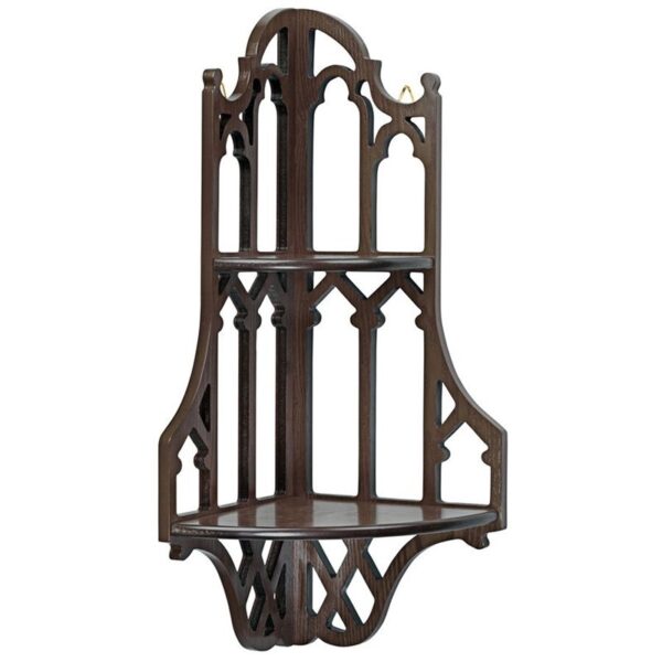 Design Toscano BN1325 13 1/2 Inch Canterbury Cathedral Gothic Wooden Corner Shelf