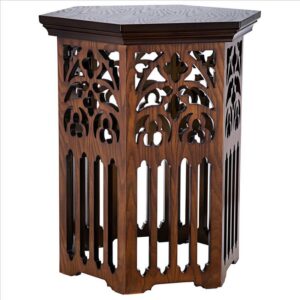 Design Toscano BN6371 St. Thomas Aquinas 21 Inch Gothic Tracery Wooden Side Table