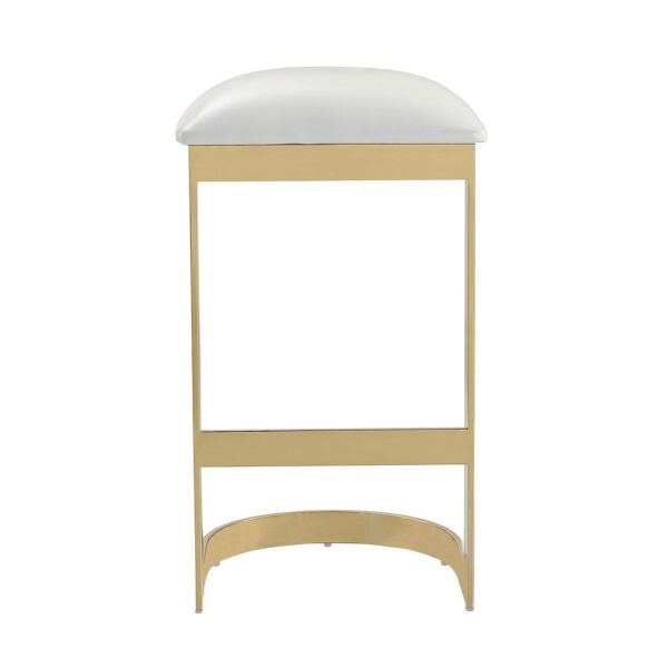 Manhattan Comfort Aura 28.54 in. White and Polished Brass Stainless Steel Bar Stool